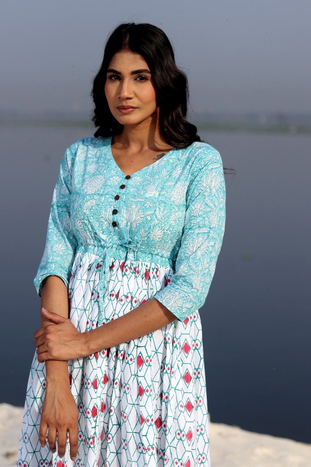 SootiSyahi 'The Geometrical Fusion ' Cotton Dress - SootiSyahi