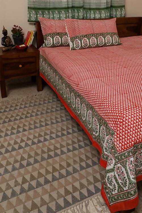 Sootisyahi 'Trumpet Creeper' Handblock Printed Cotton Bedsheet - SootiSyahi