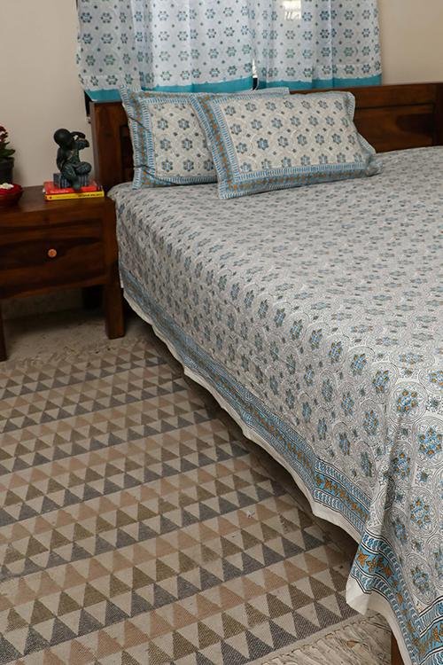 Sootisyahi 'Twinkling Star' Handblock Printed Cotton Bedsheet - SootiSyahi