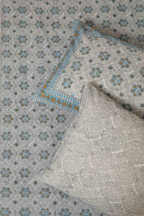 Sootisyahi 'Twinkling Star' Handblock Printed Cotton Bedsheet - SootiSyahi