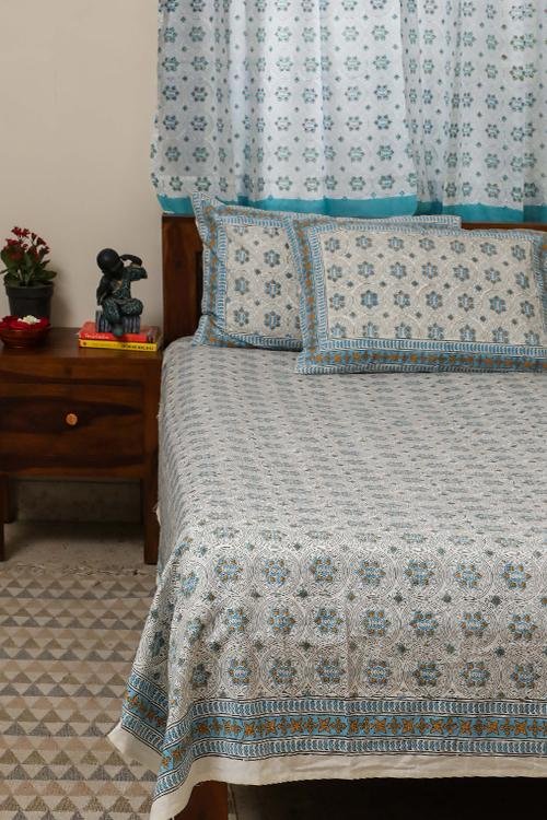 Sootisyahi 'Twinkling Star' Handblock Printed Cotton Bedsheet - SootiSyahi