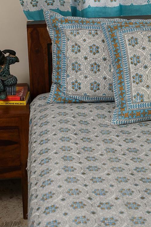 Sootisyahi 'Twinkling Star' Handblock Printed Cotton Bedsheet - SootiSyahi