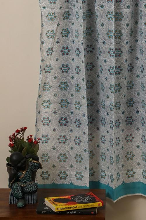 Sootisyahi 'Twinkling Stars' Handblock Printed Voile Cotton Curtain - SootiSyahi
