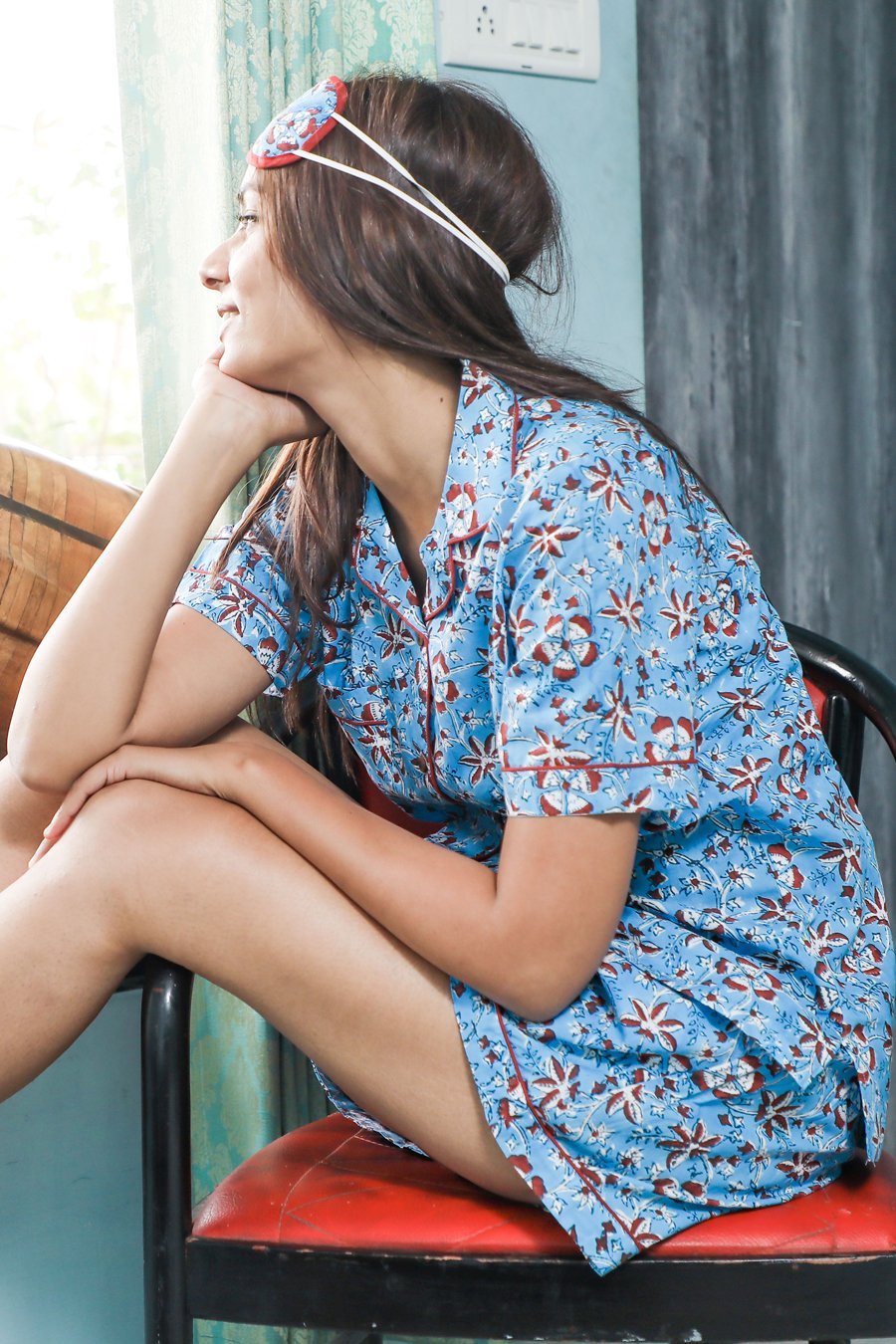 Sootisyahi 'Under the Sky ' Azofree Handblock Printed Pure Cotton Night Suit - SootiSyahi