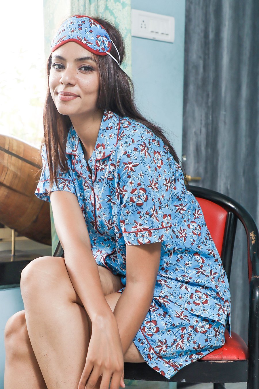 Sootisyahi 'Under the Sky ' Azofree Handblock Printed Pure Cotton Night Suit - SootiSyahi