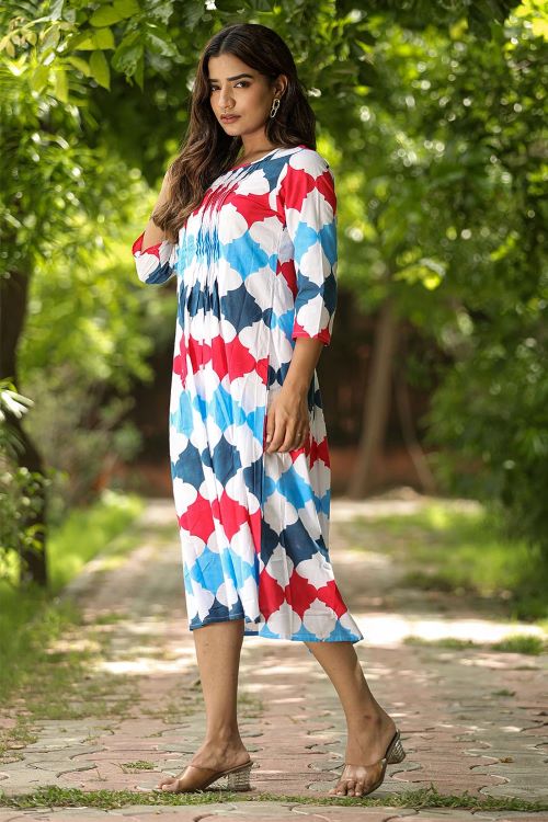 SootiSyahi 'Valley Of Flower' Block Printed Cotton Dress - SootiSyahi