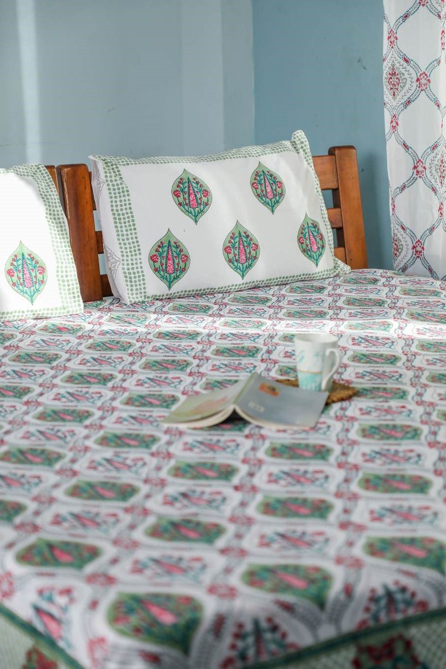 SootiSyahi 'Valley of flower' Handblock Printed Cotton Bedsheet - SootiSyahi