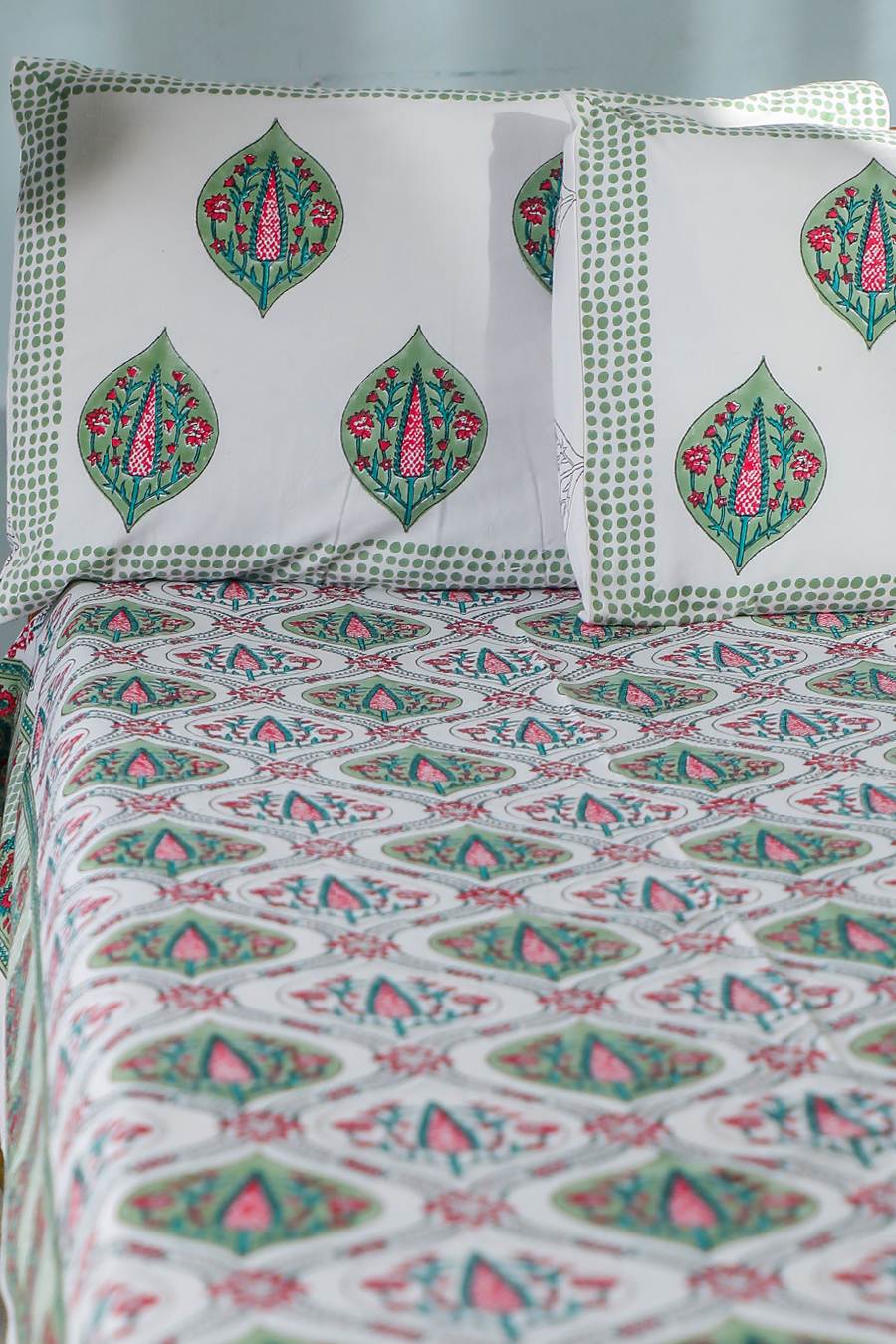 SootiSyahi 'Valley of flower' Handblock Printed Cotton Bedsheet - SootiSyahi