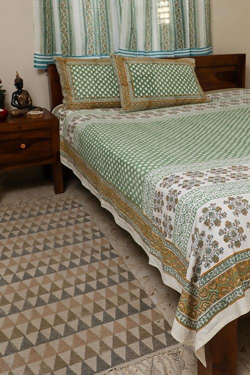 Sootisyahi 'Valley of Flowers' Handblock Printed Cotton Bedsheet - SootiSyahi