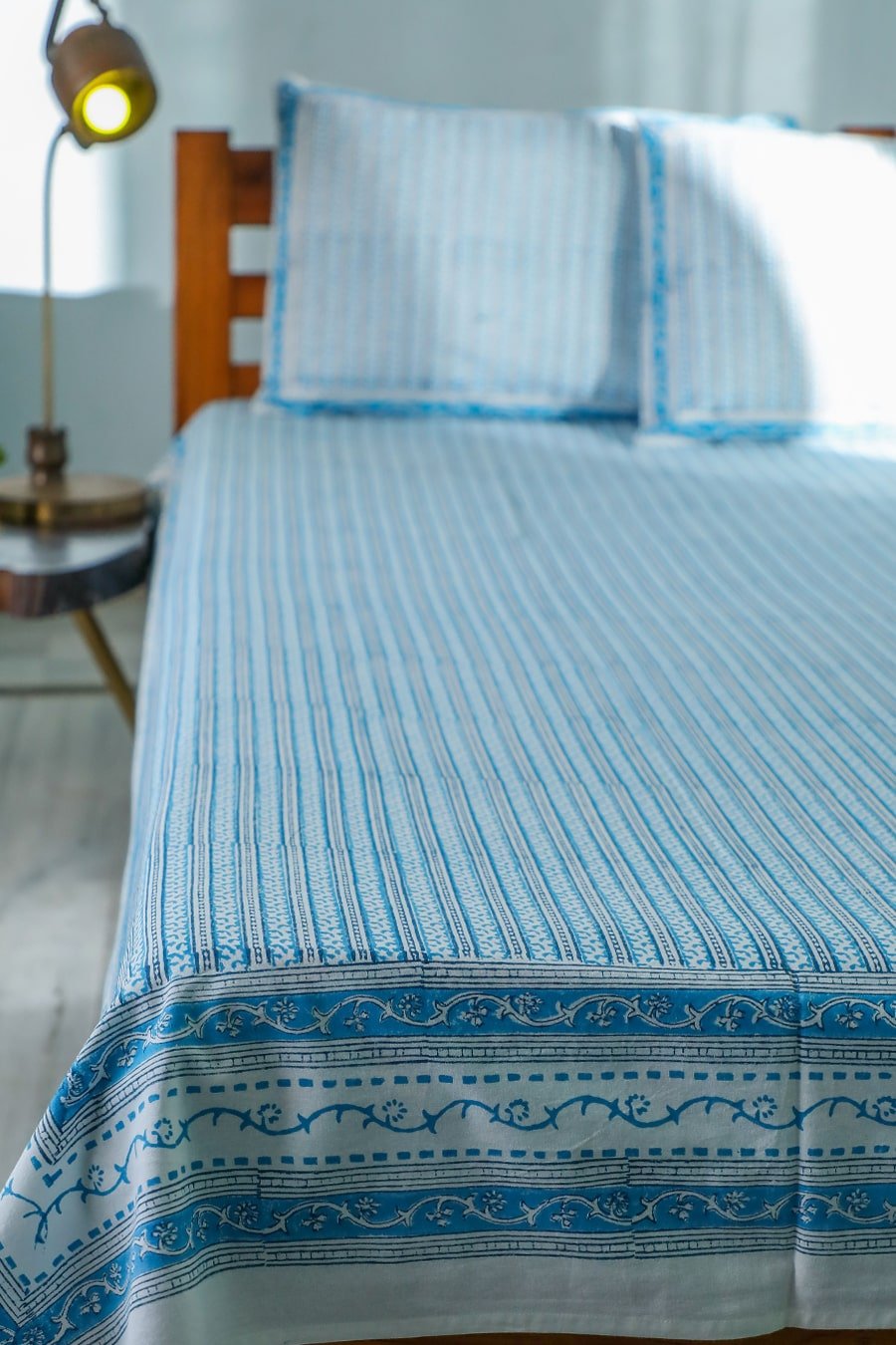 SootiSyahi 'Vertical Garden' Handblock Printed Cotton Bedsheet - SootiSyahi