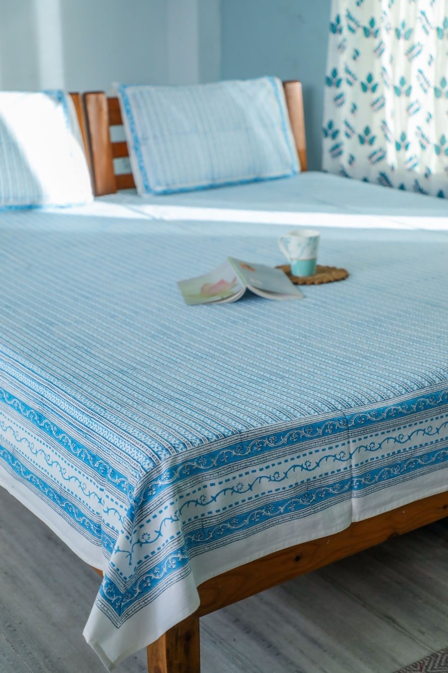 SootiSyahi 'Vertical Garden' Handblock Printed Cotton Bedsheet - SootiSyahi