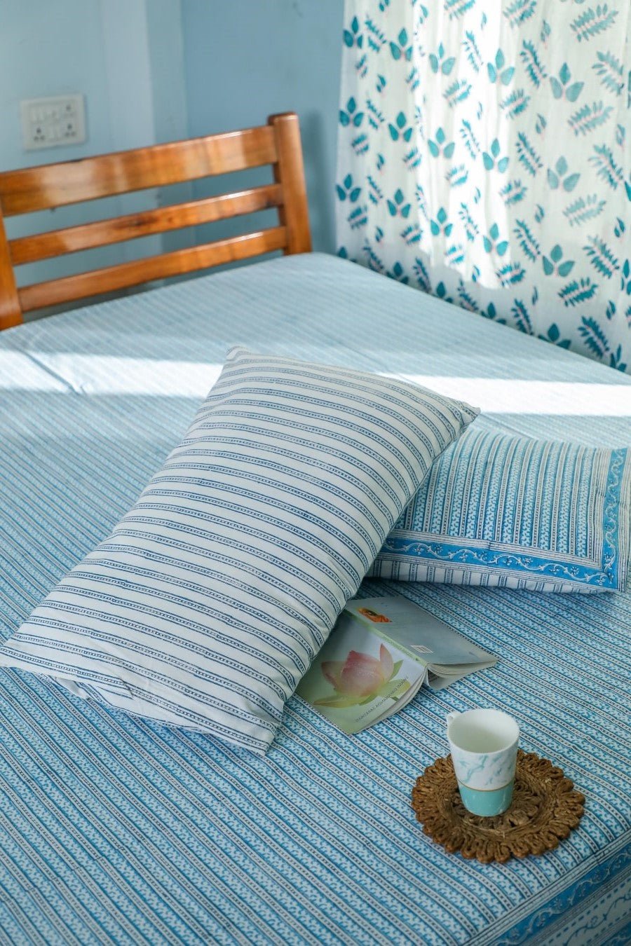 SootiSyahi 'Vertical Garden' Handblock Printed Cotton Bedsheet - SootiSyahi