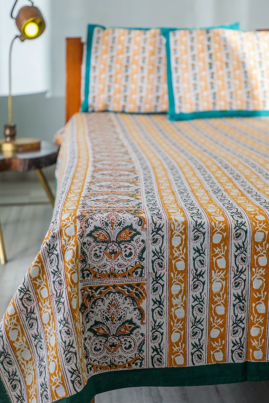 SootiSyahi 'Vertical statement' Handblock Printed Cotton Bedsheet - SootiSyahi