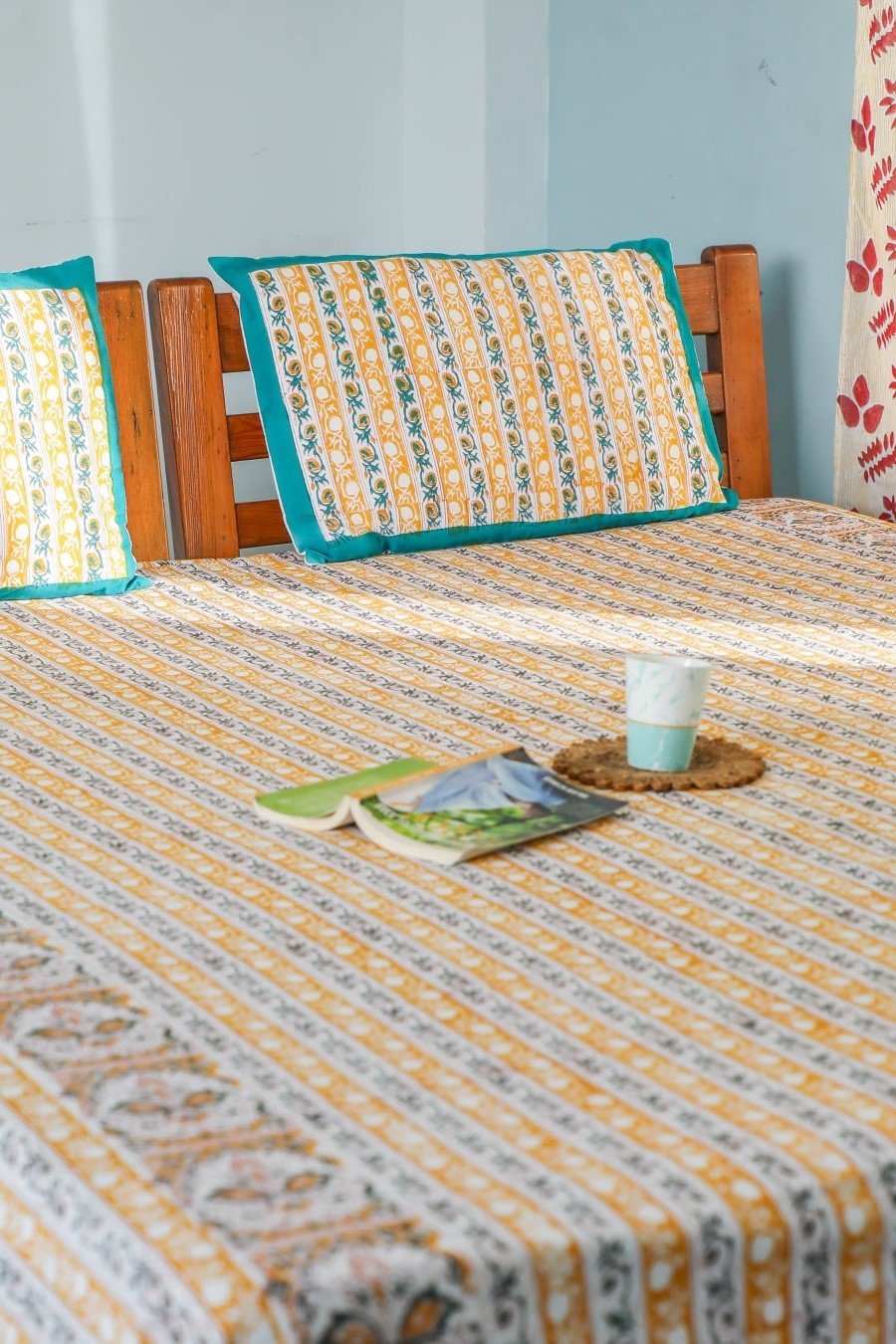 SootiSyahi 'Vertical statement' Handblock Printed Cotton Bedsheet - SootiSyahi