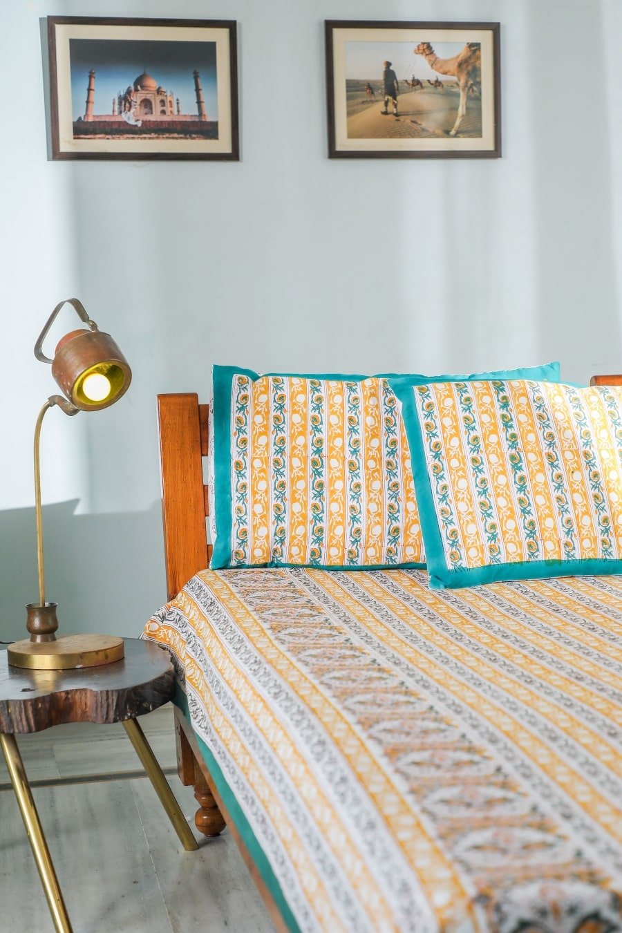 SootiSyahi 'Vertical statement' Handblock Printed Cotton Bedsheet - SootiSyahi