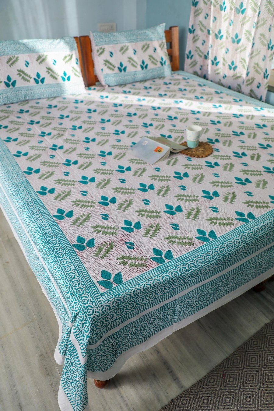 SootiSyahi 'Vibrant Essence' Handblock Printed Cotton Bedsheet - SootiSyahi