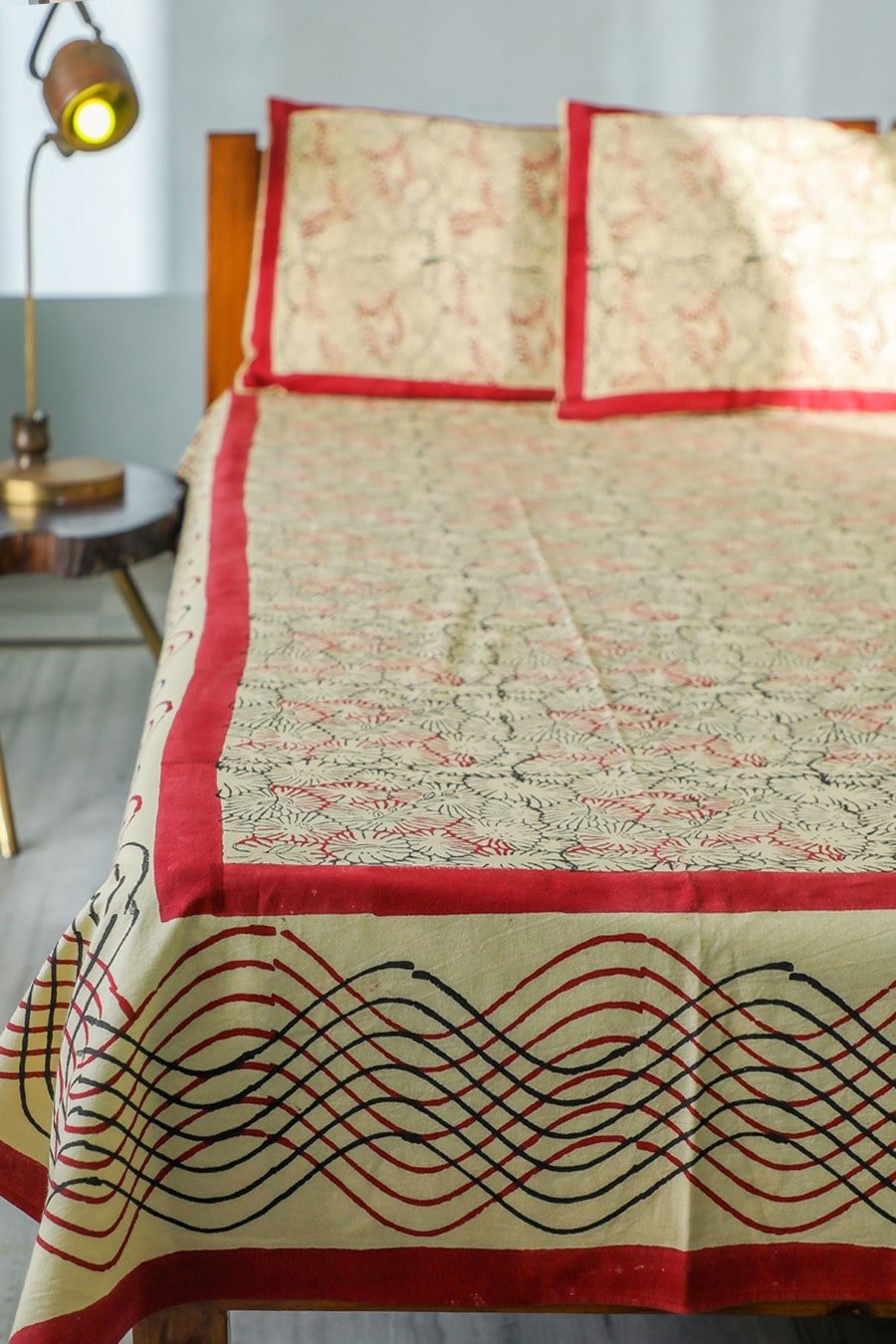 SootiSyahi 'Web of color' Handblock Printed Cotton Bedsheet - SootiSyahi