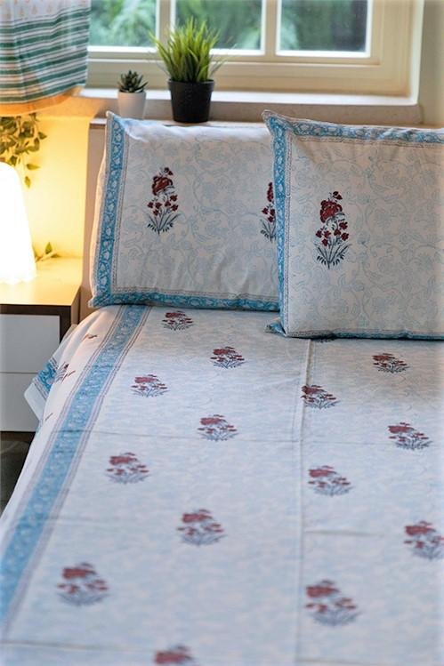 Sootisyahi 'Yellow Sky' Handblock Printed Cotton Bedsheet - SootiSyahi