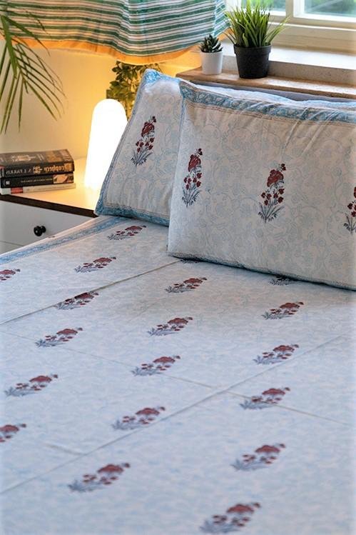 Sootisyahi 'Yellow Sky' Handblock Printed Cotton Bedsheet - SootiSyahi