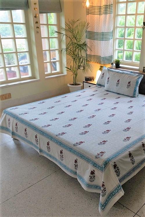 Sootisyahi 'Yellow Sky' Handblock Printed Cotton Bedsheet - SootiSyahi