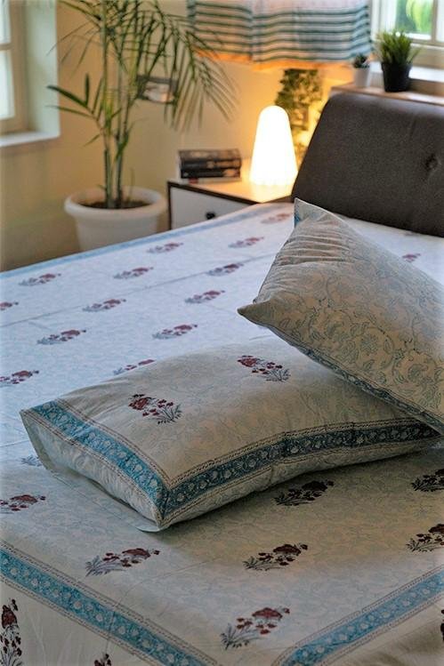 Sootisyahi 'Yellow Sky' Handblock Printed Cotton Bedsheet - SootiSyahi
