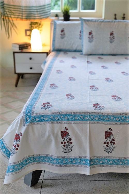 Sootisyahi 'Yellow Sky' Handblock Printed Cotton Bedsheet - SootiSyahi