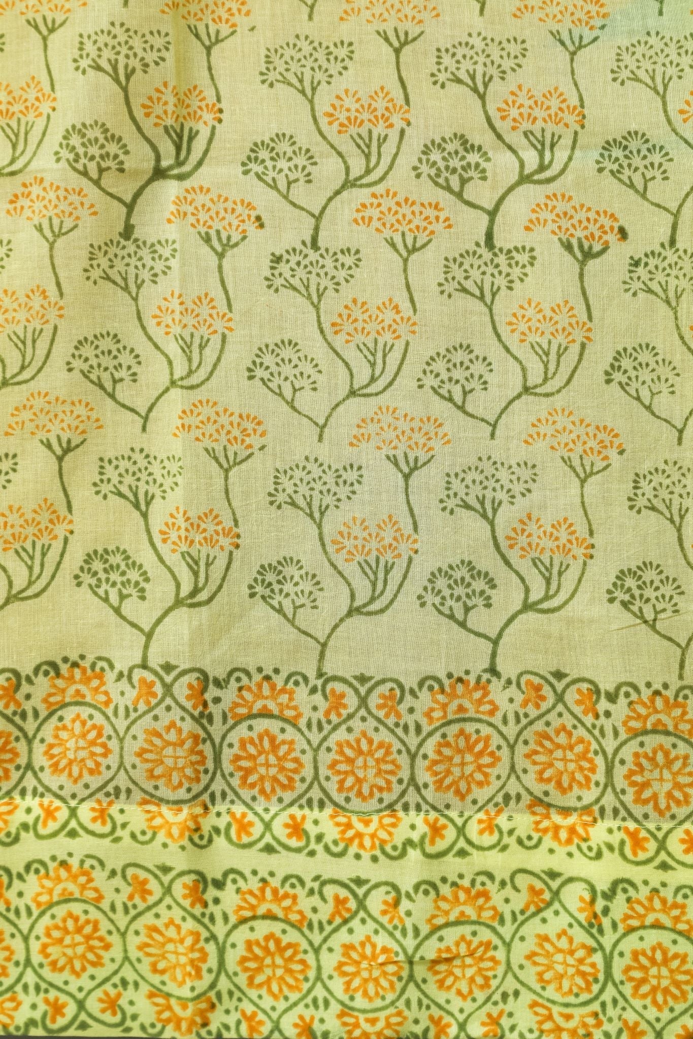 SootiSyahi 'Yellow Yarrows' Handblock Printed Cotton Door Curtain - SootiSyahi