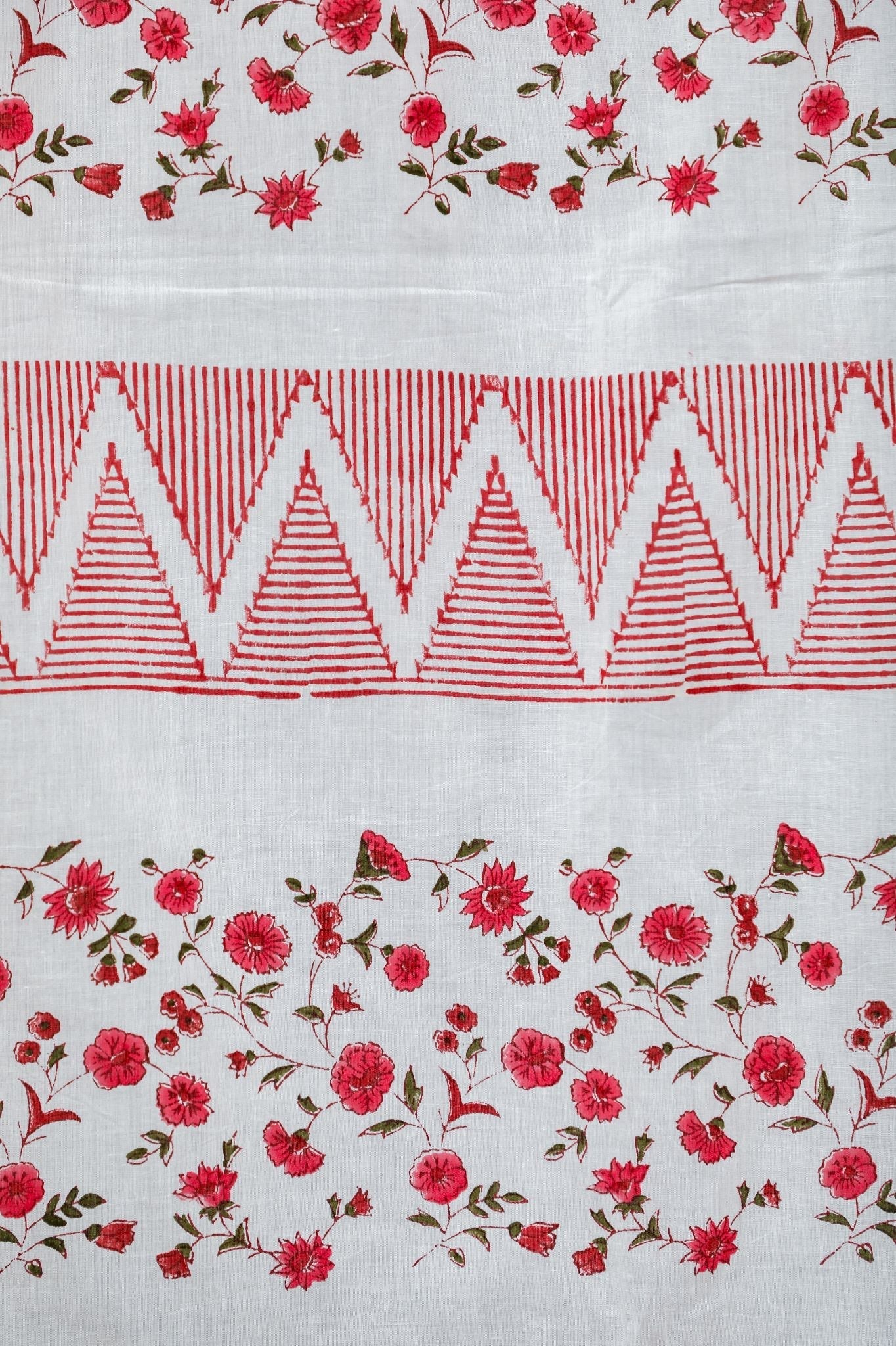SootiSyahi 'Zig Zag Ruby' Handblock Printed Cotton Door Curtain - SootiSyahi