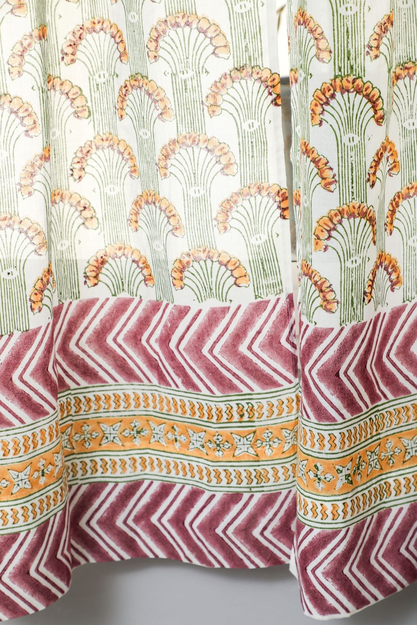 'Sparkle’s Garden' Handblock Printed Cotton Window Curtain - SootiSyahi