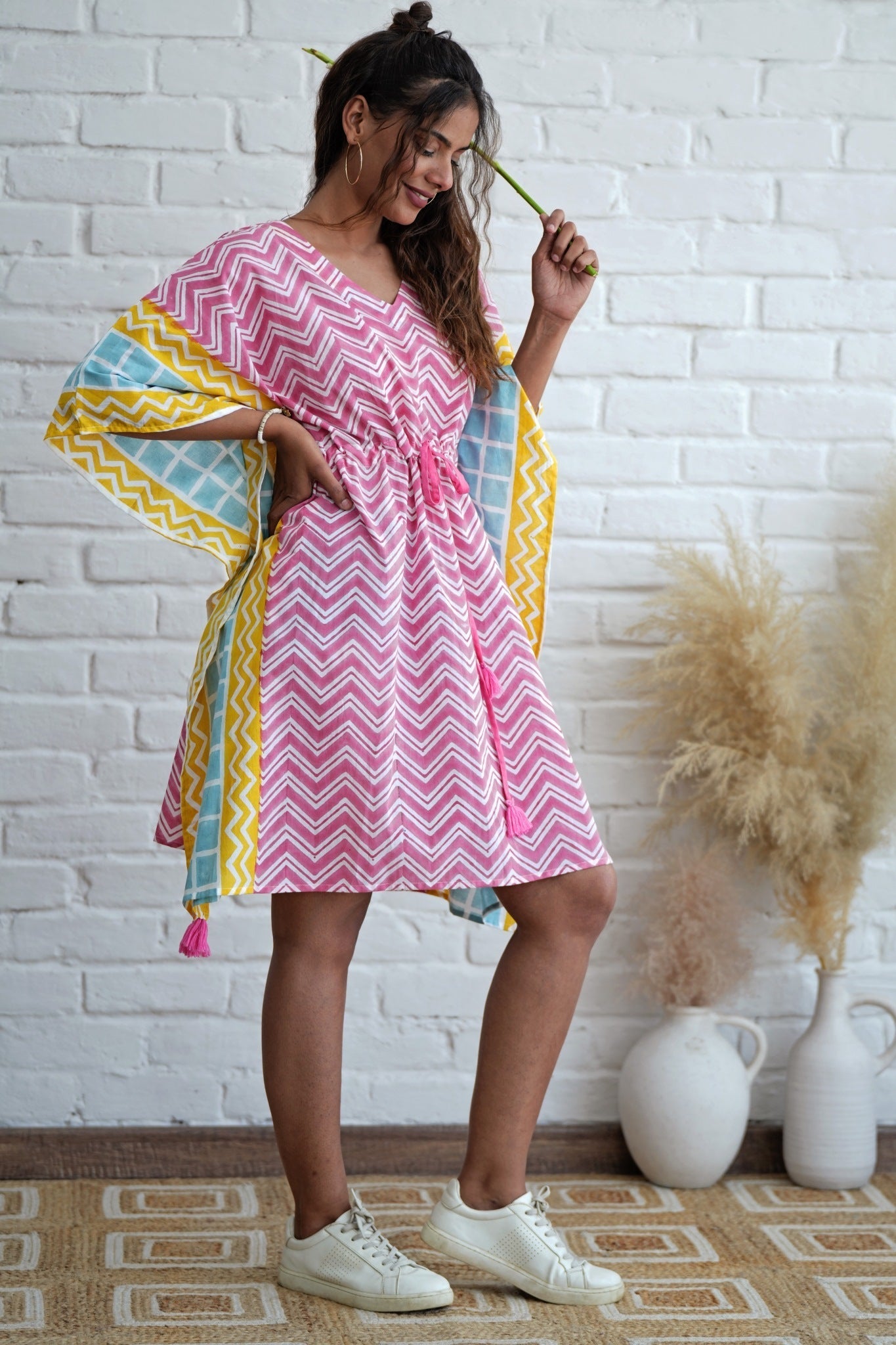 Sugar Rush Hand Block Printed Kaftan - SootiSyahi