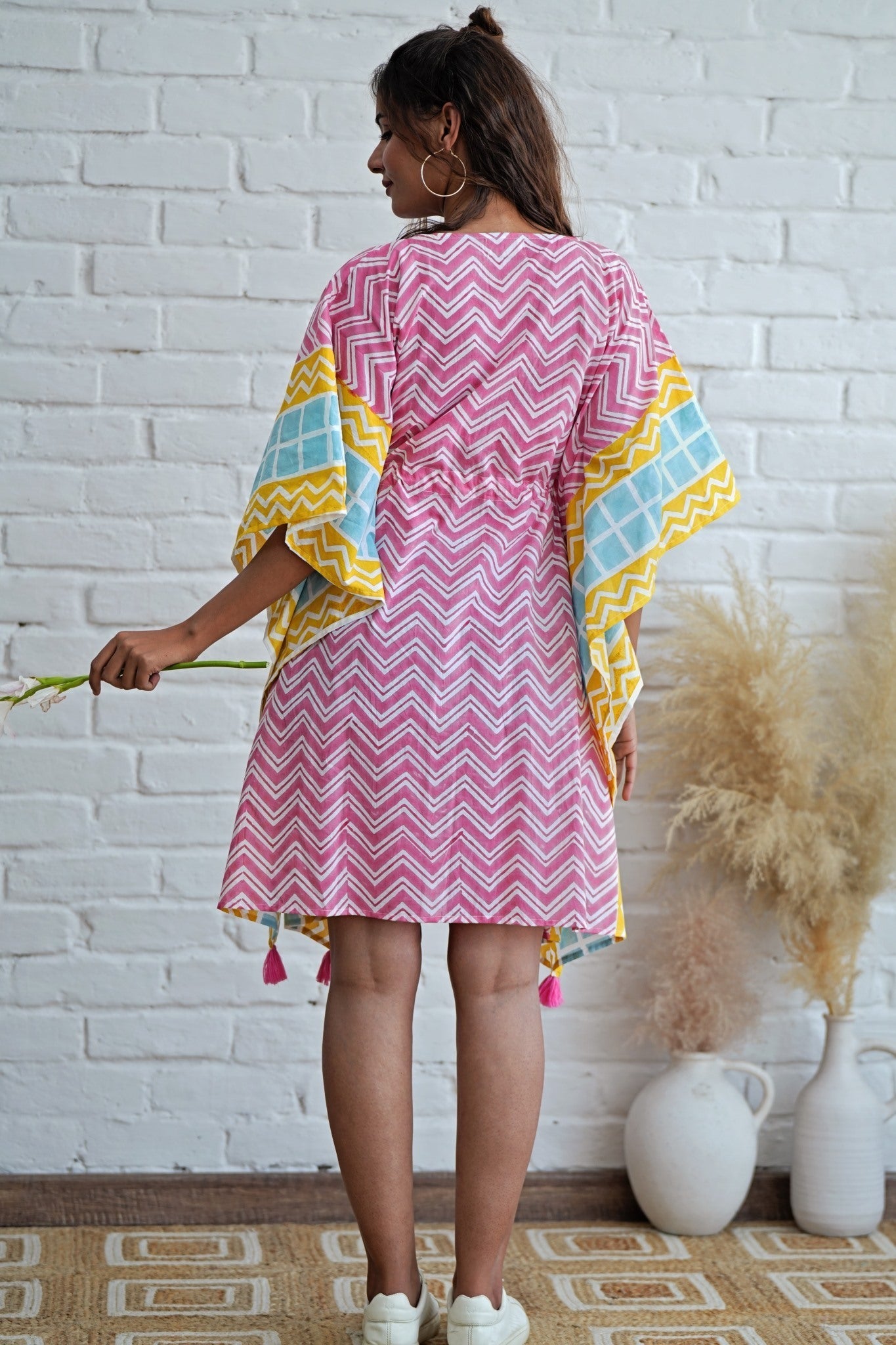 Sugar Rush Hand Block Printed Kaftan - SootiSyahi