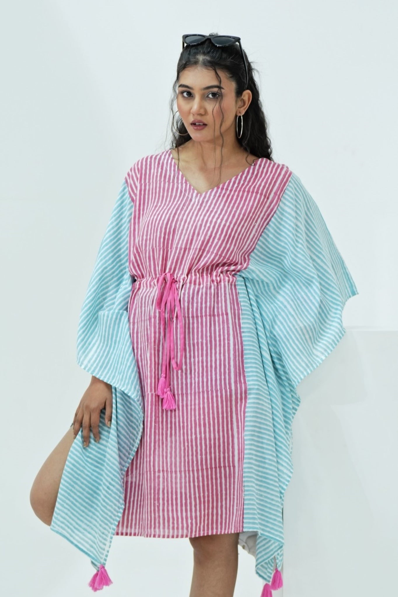 Sugarplum Hand Block Printed Kaftan - SootiSyahi