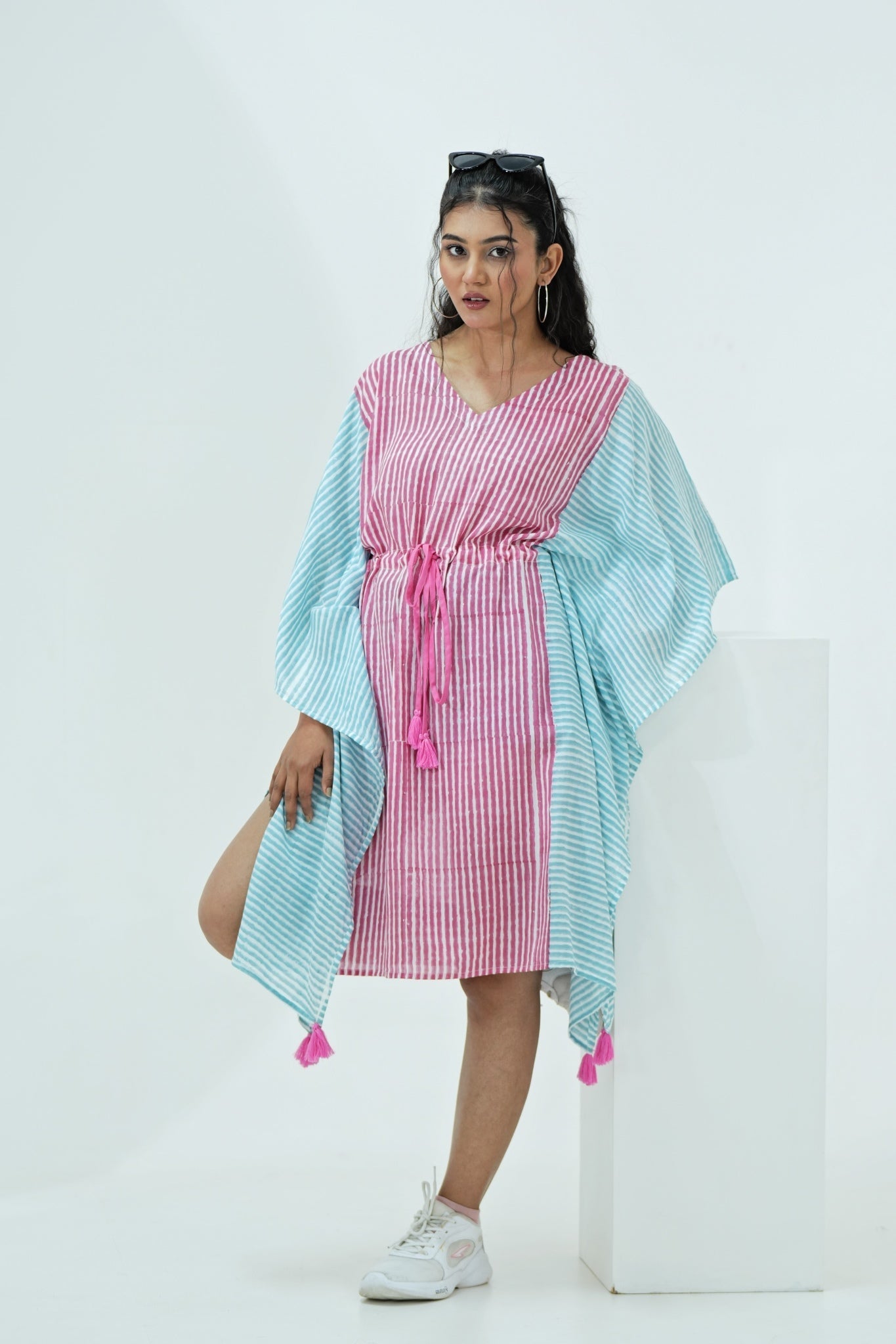 Sugarplum Hand Block Printed Kaftan - SootiSyahi