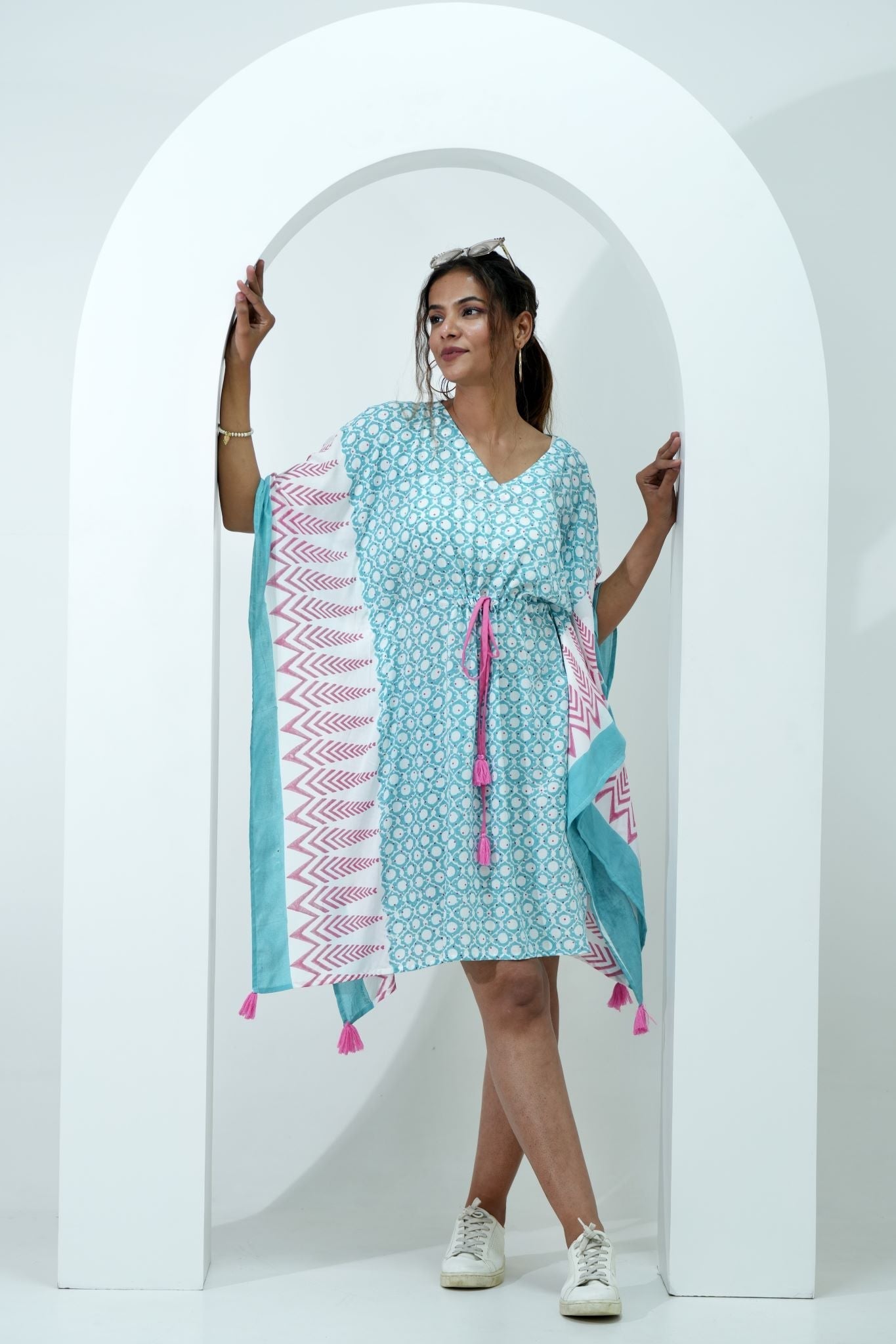 Sugary Chic Hand Block Printed Kaftan - SootiSyahi