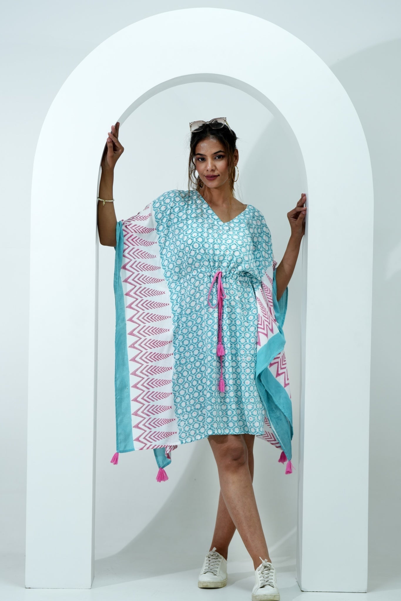 Sugary Chic Hand Block Printed Kaftan - SootiSyahi