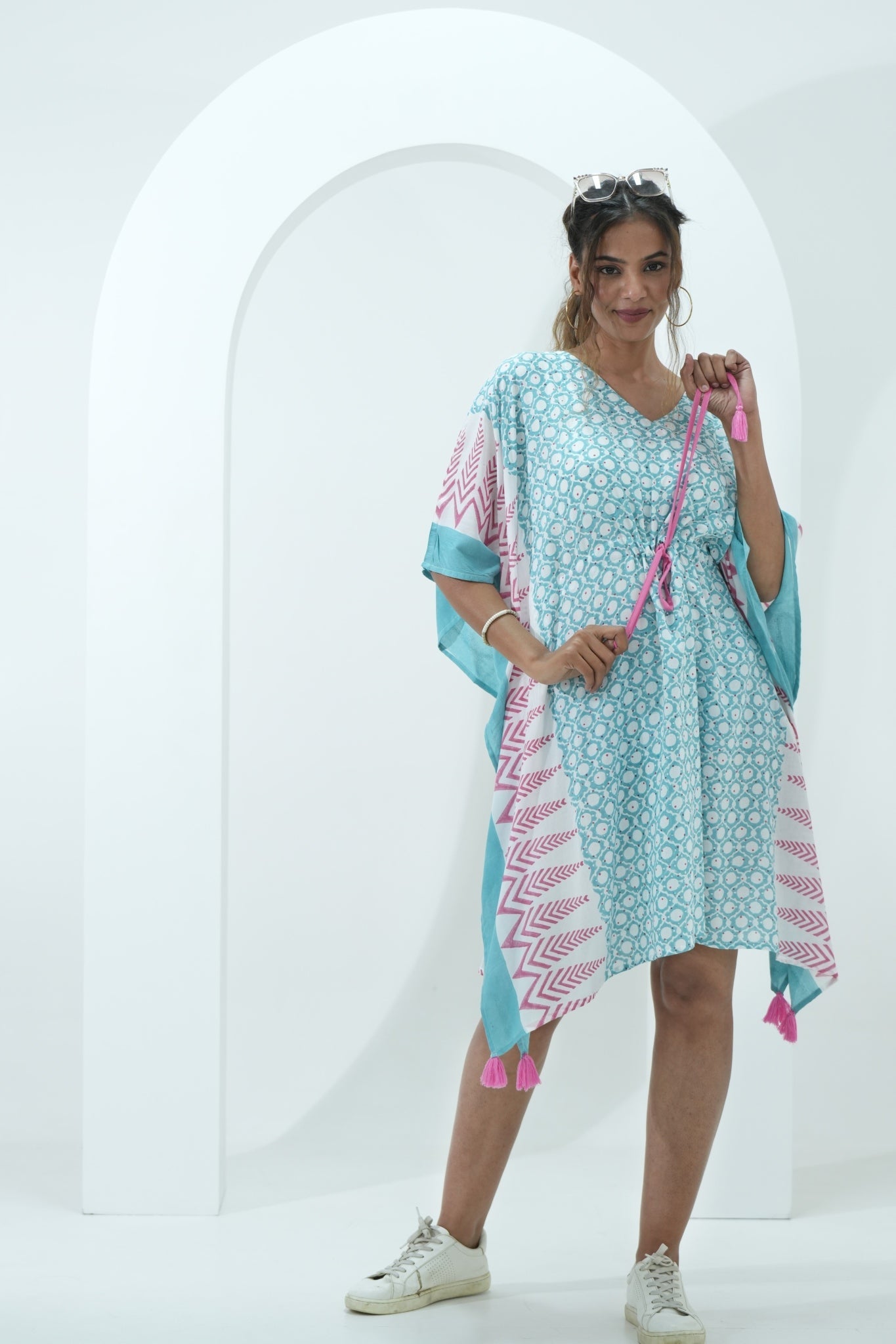 Sugary Chic Hand Block Printed Kaftan - SootiSyahi