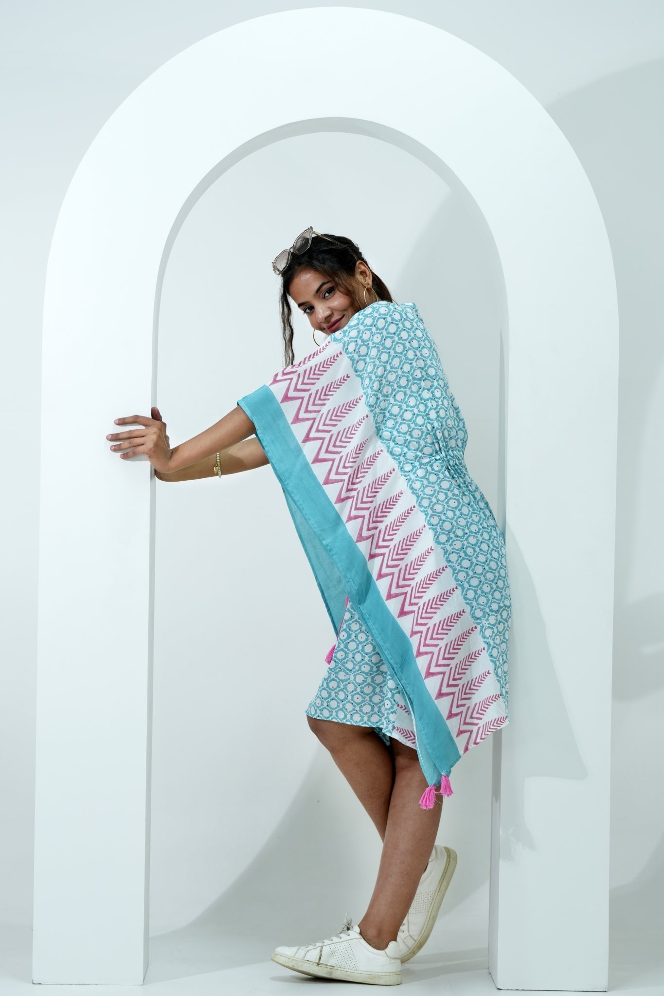 Sugary Chic Hand Block Printed Kaftan - SootiSyahi