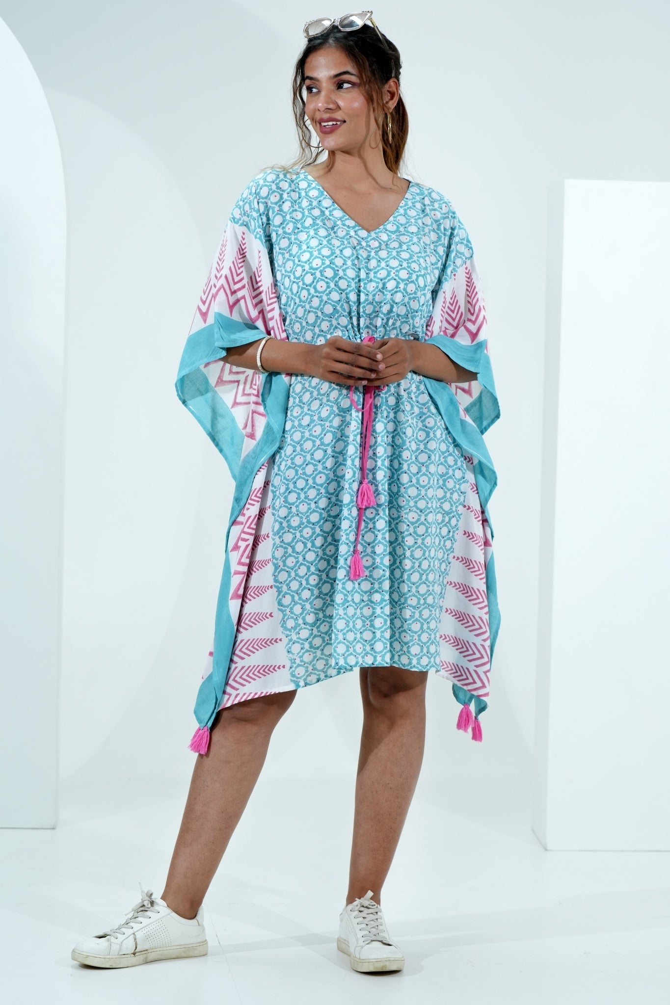 Sugary Chic Hand Block Printed Kaftan - SootiSyahi