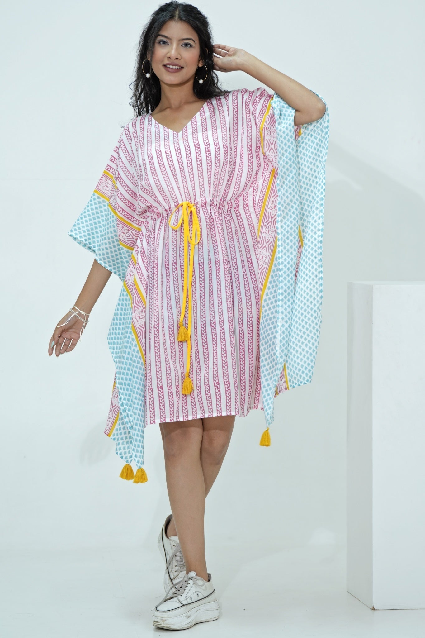 Sweet Bust Hand Block Printed Kaftan - SootiSyahi