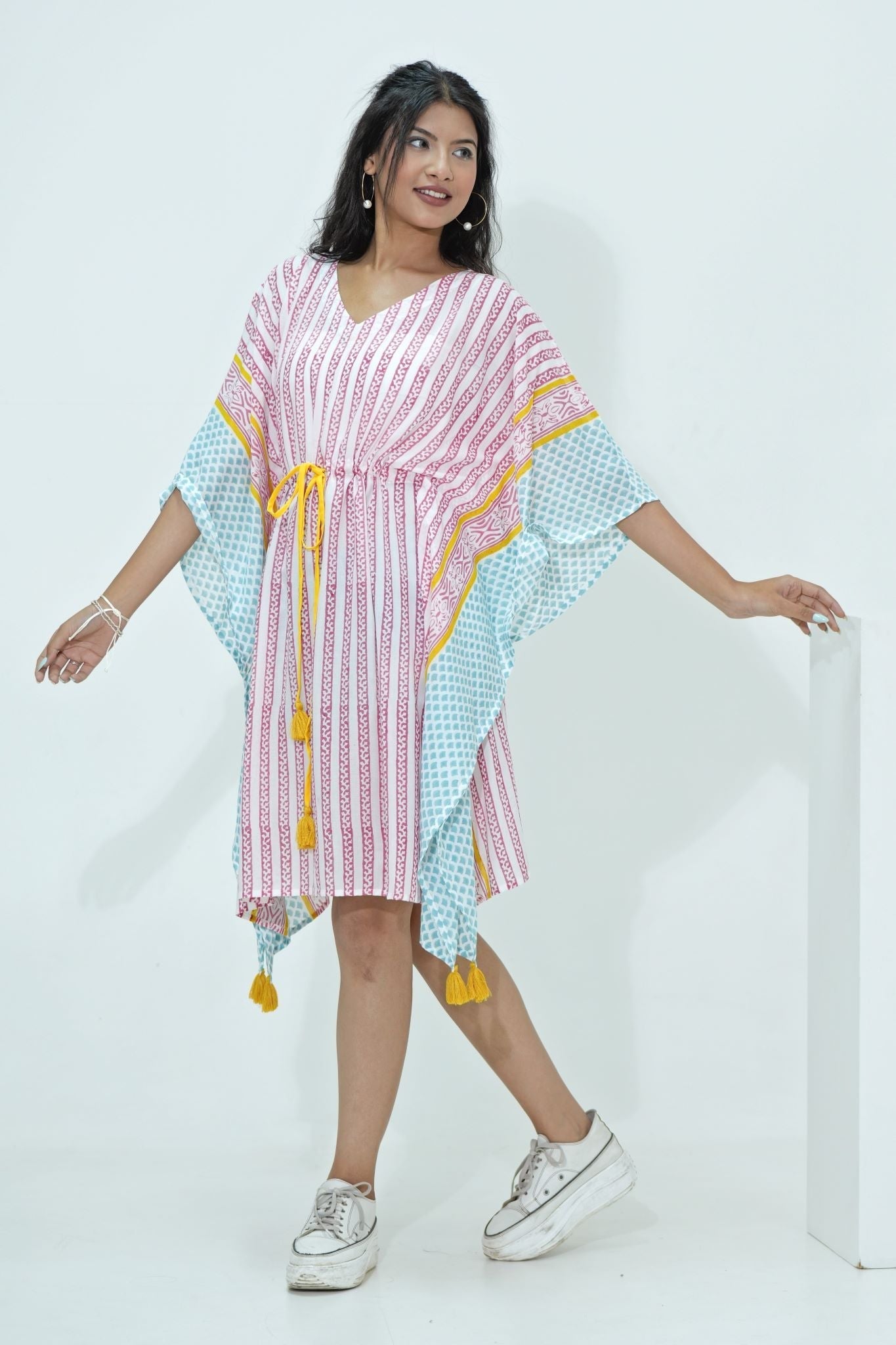 Sweet Bust Hand Block Printed Kaftan - SootiSyahi