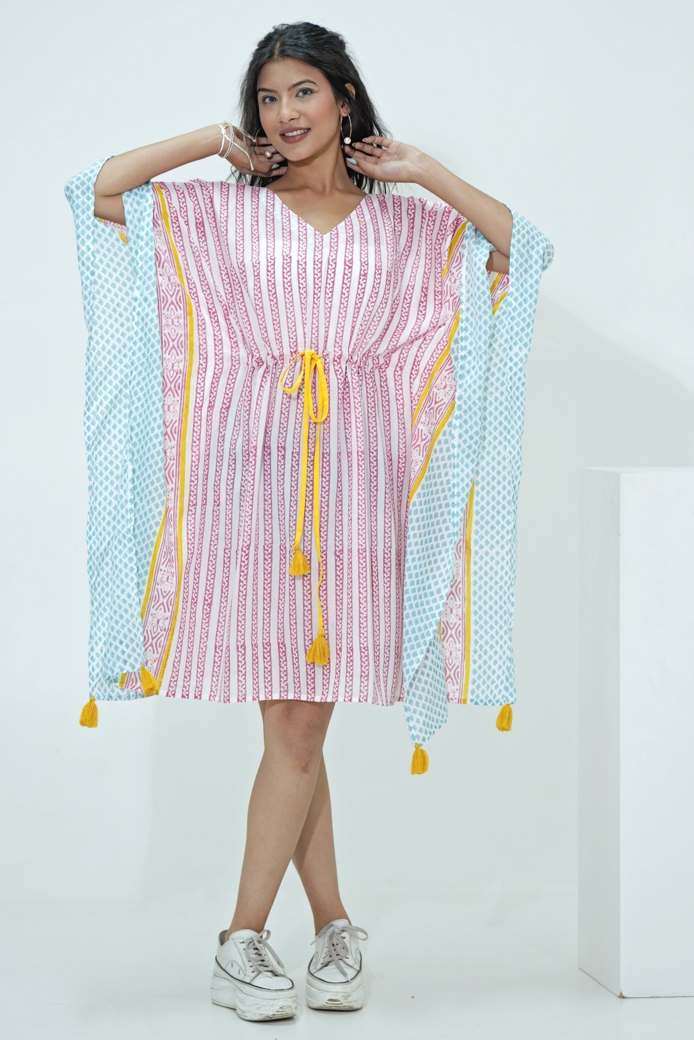 Sweet Bust Hand Block Printed Kaftan - SootiSyahi