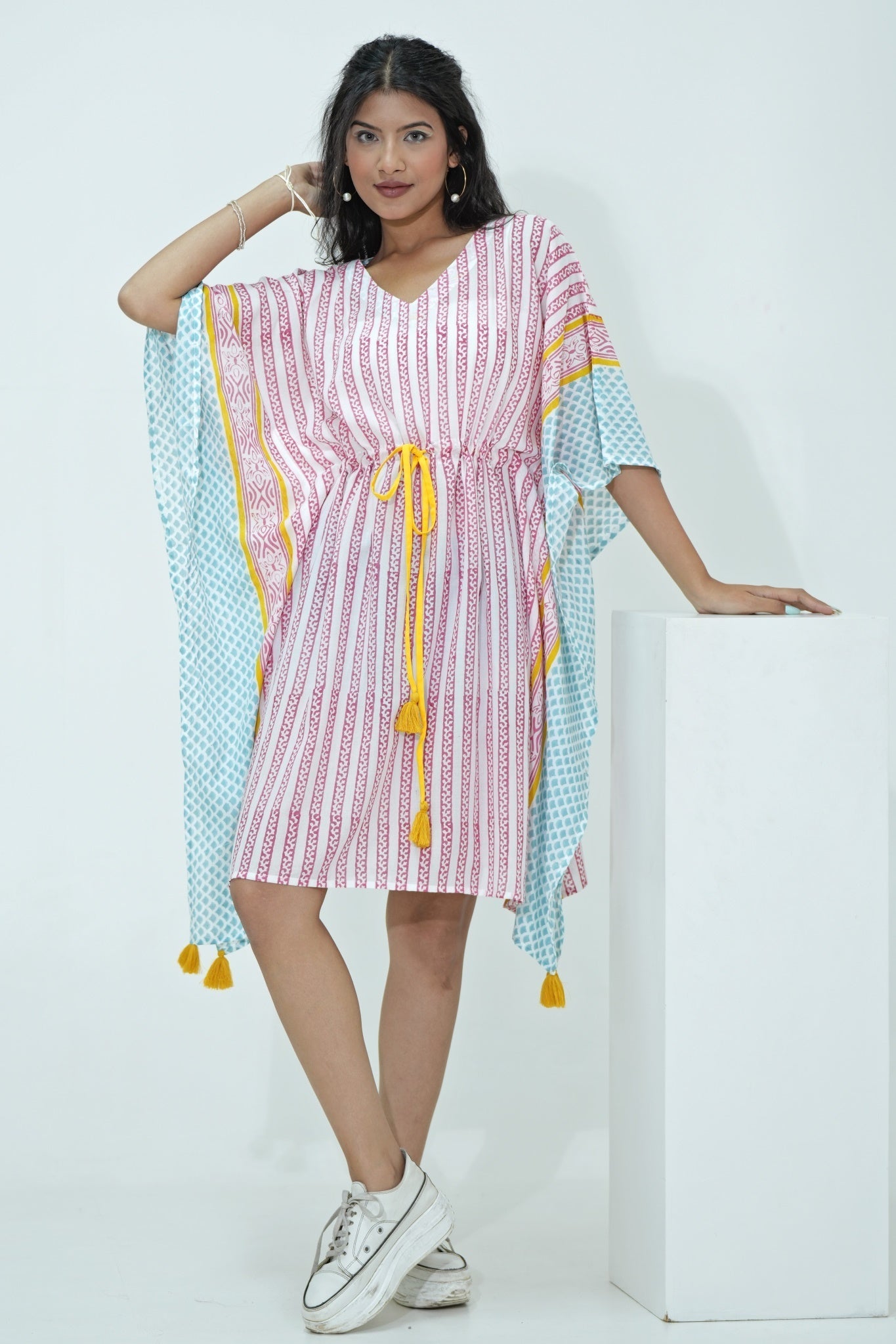 Sweet Bust Hand Block Printed Kaftan - SootiSyahi