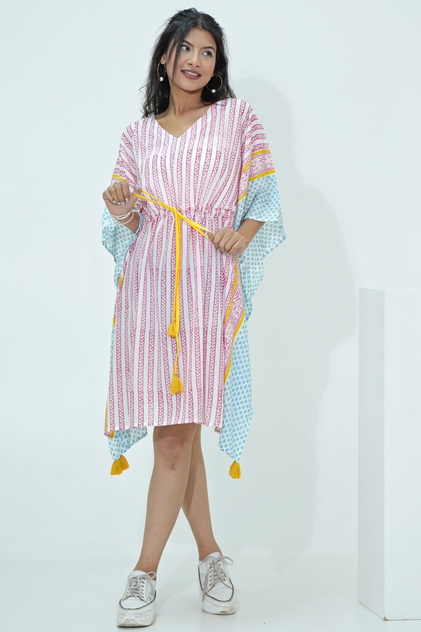 Sweet Bust Hand Block Printed Kaftan - SootiSyahi