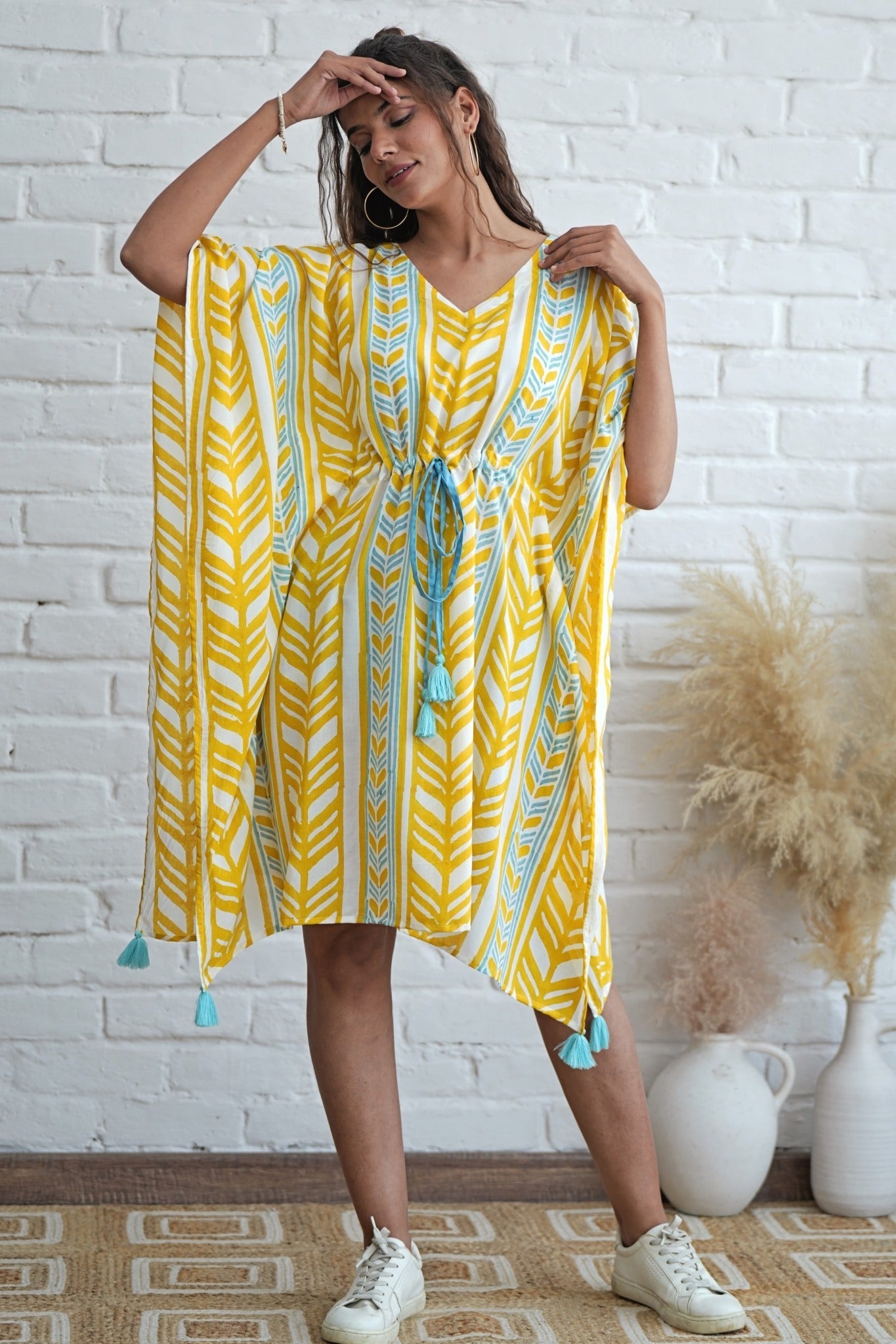 Sweet Swrills Hand Block Printed Kaftan - SootiSyahi