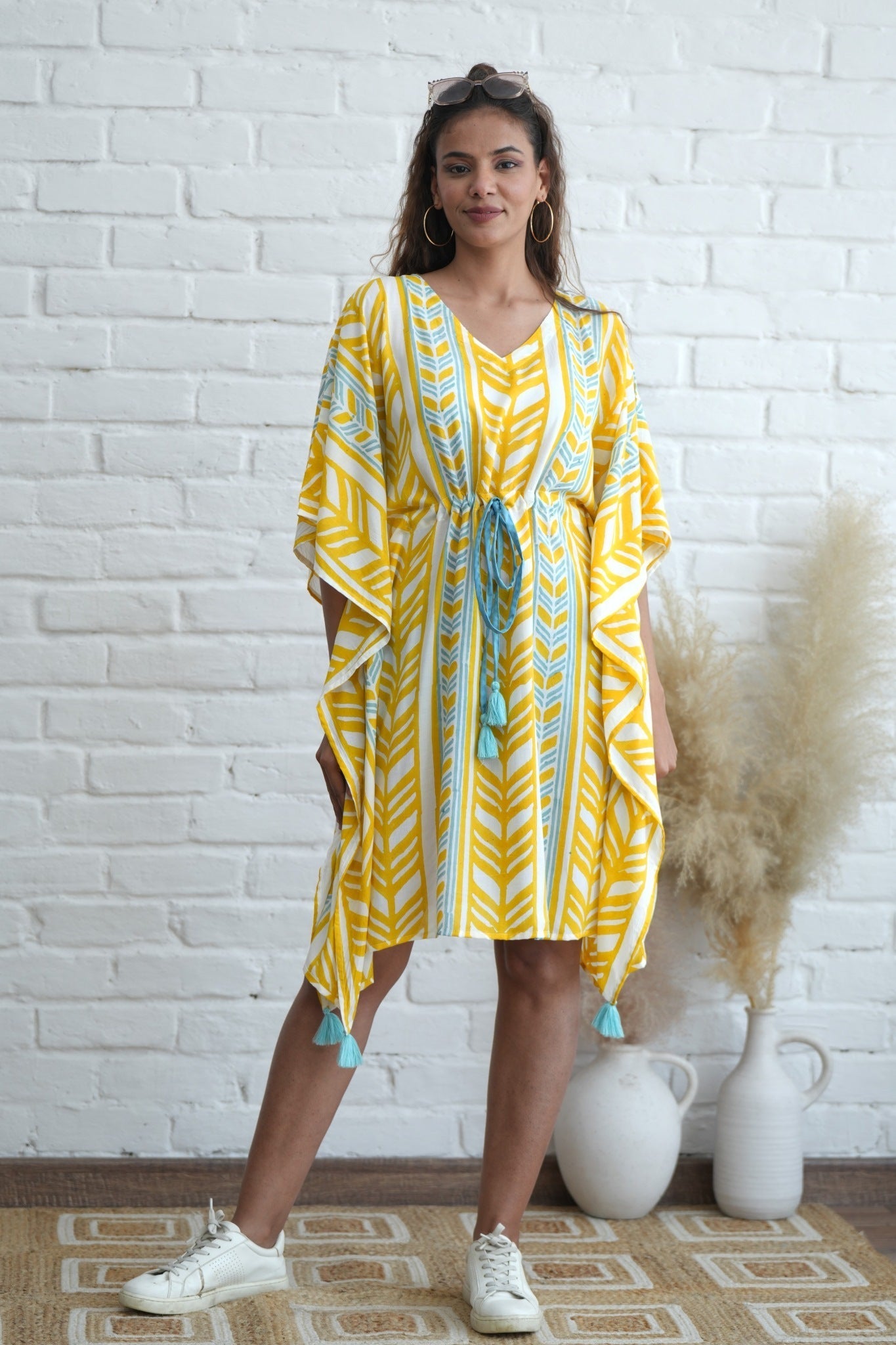 Sweet Swrills Hand Block Printed Kaftan - SootiSyahi