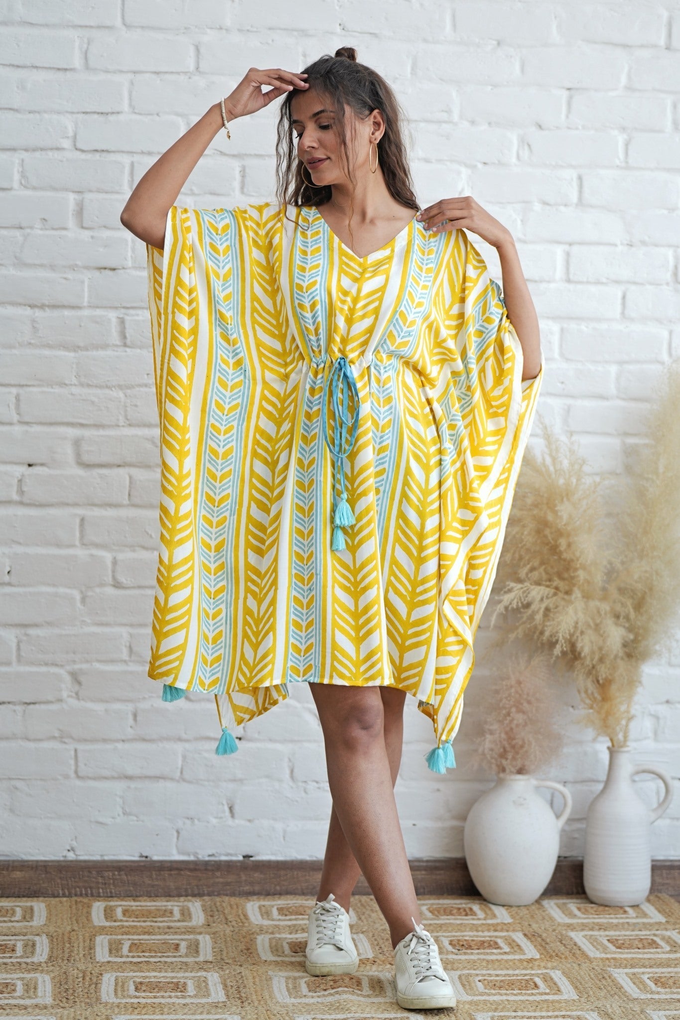 Sweet Swrills Hand Block Printed Kaftan - SootiSyahi