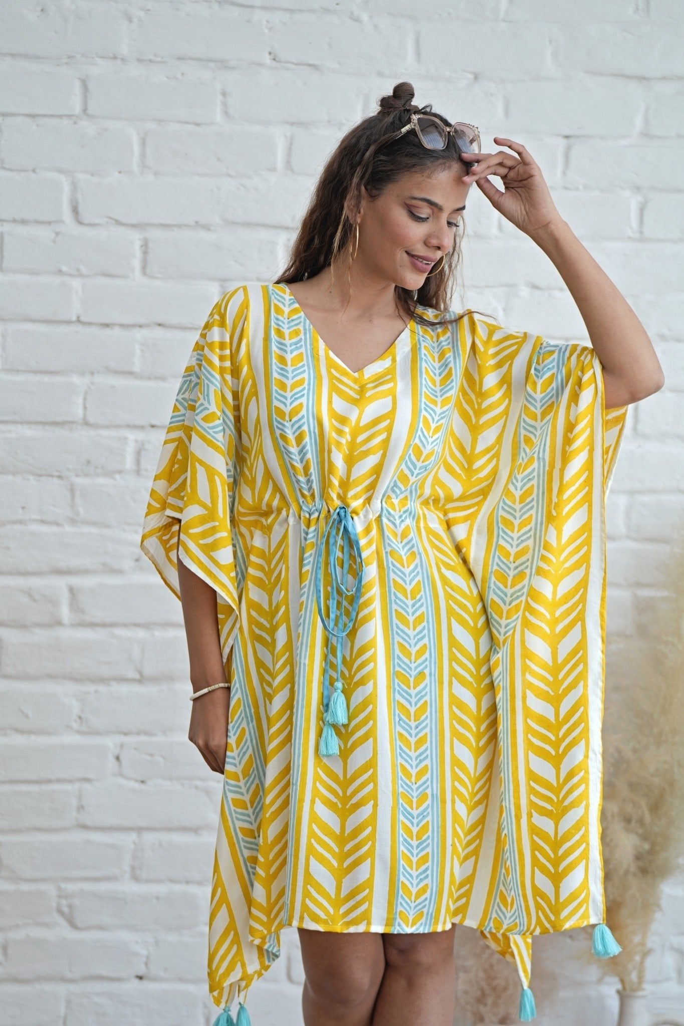Sweet Swrills Hand Block Printed Kaftan - SootiSyahi