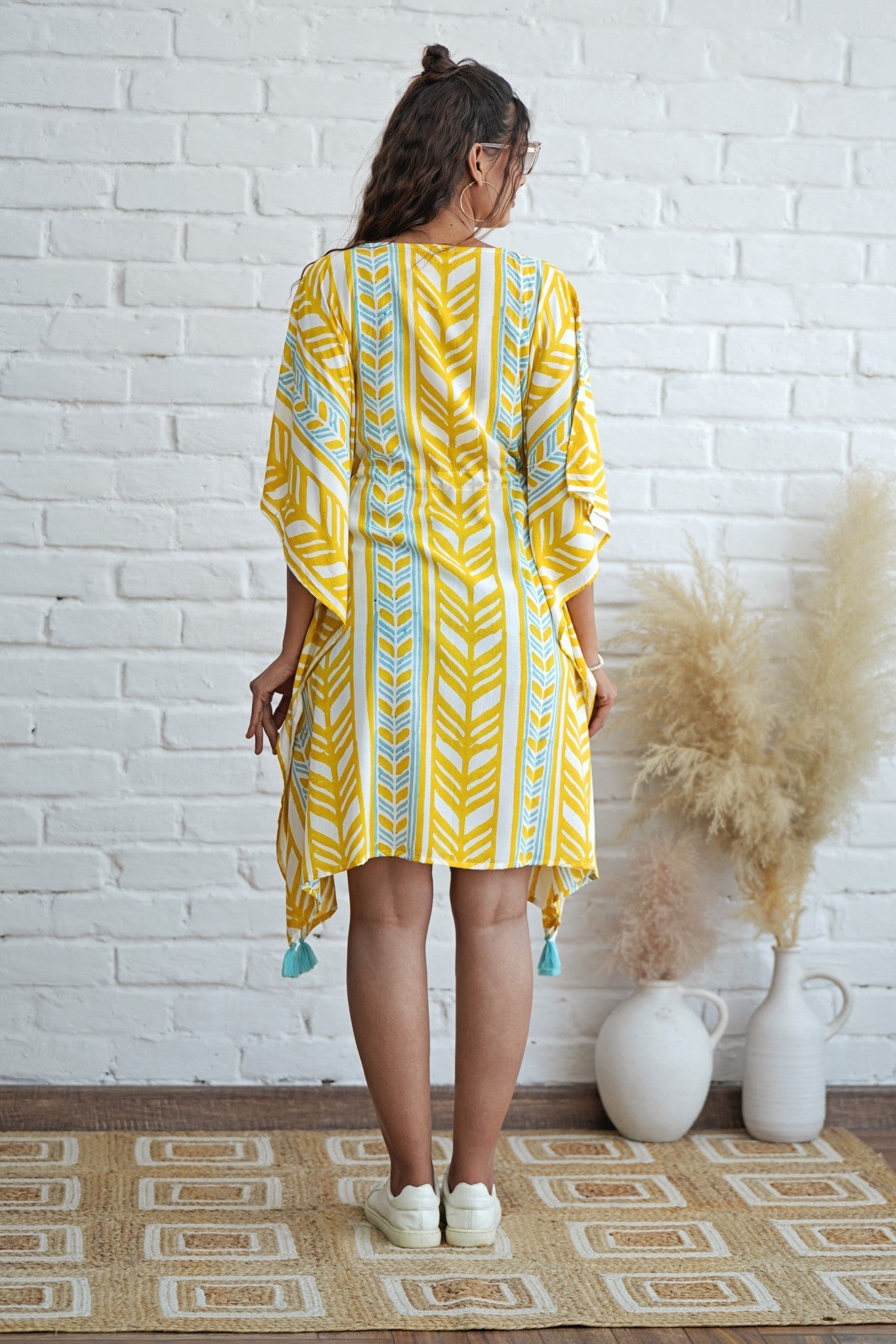 Sweet Swrills Hand Block Printed Kaftan - SootiSyahi