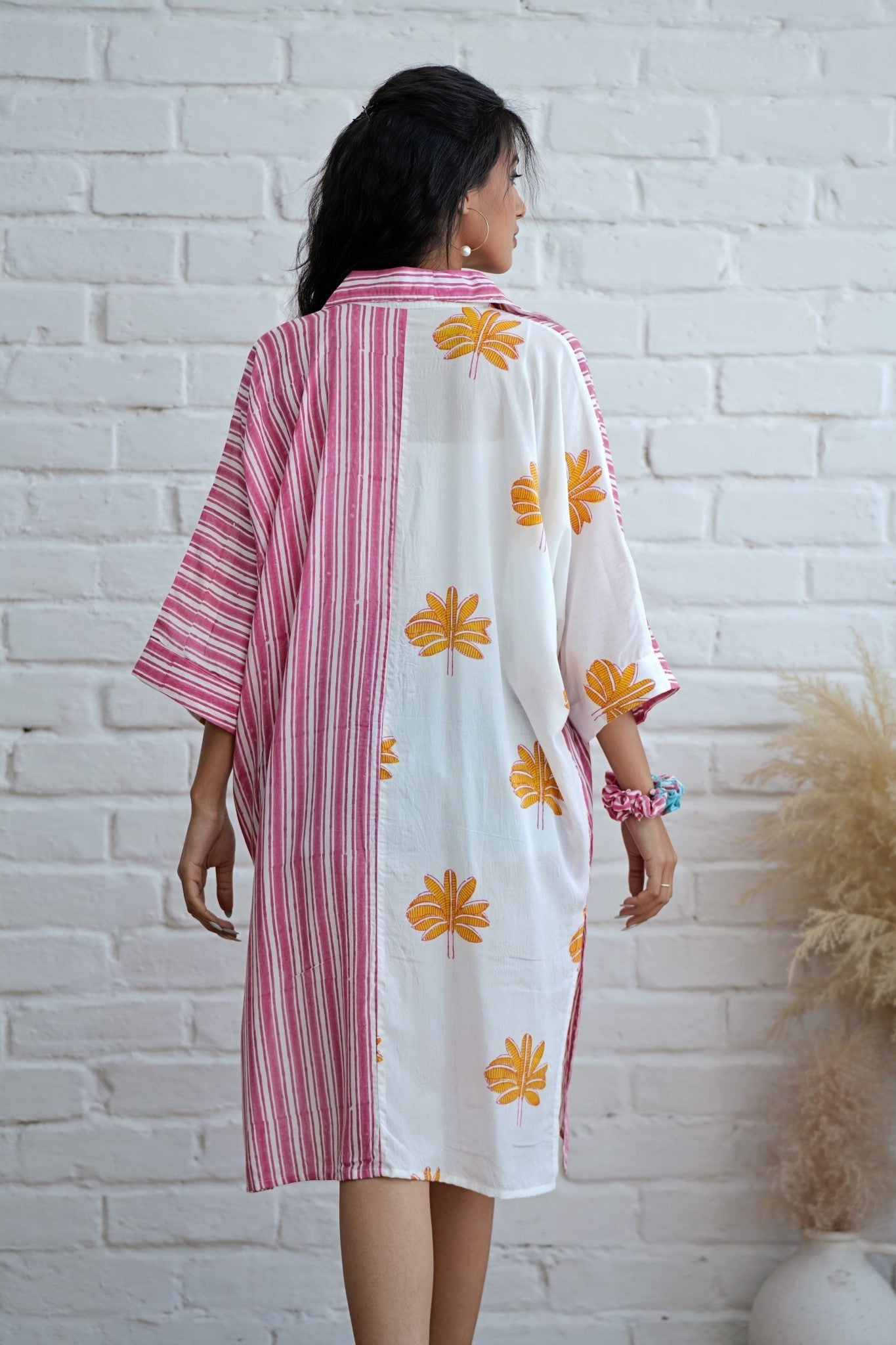 Teresa in Pink Hand Block Printed Oversize Shirt - SootiSyahi
