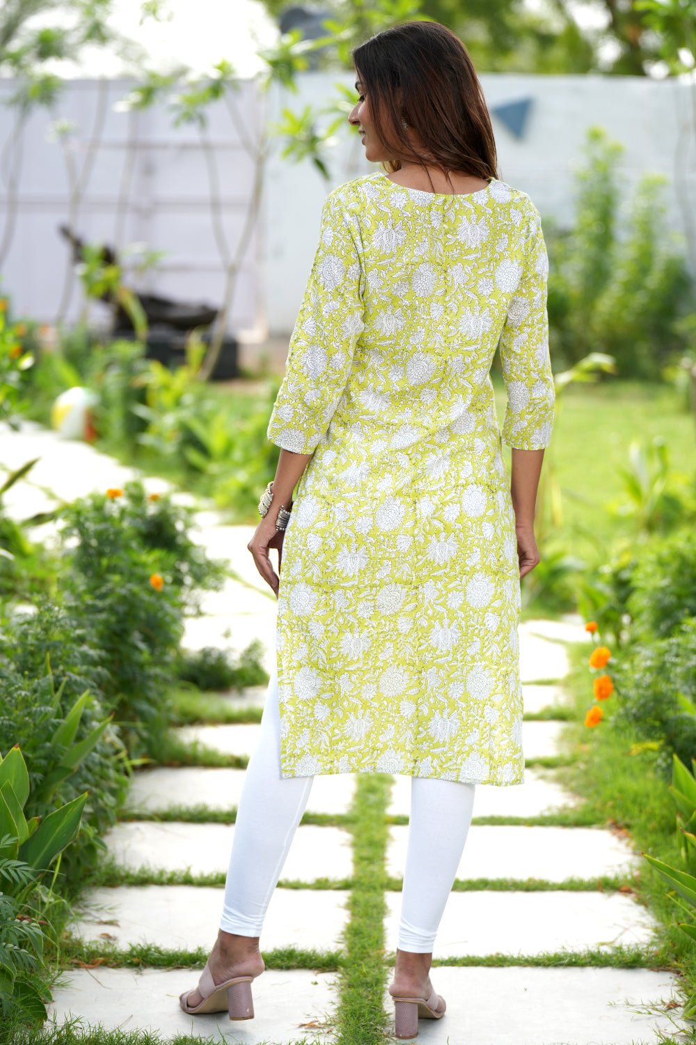 Verdant Valley Handblock Printed Cotton Kurti - SootiSyahi